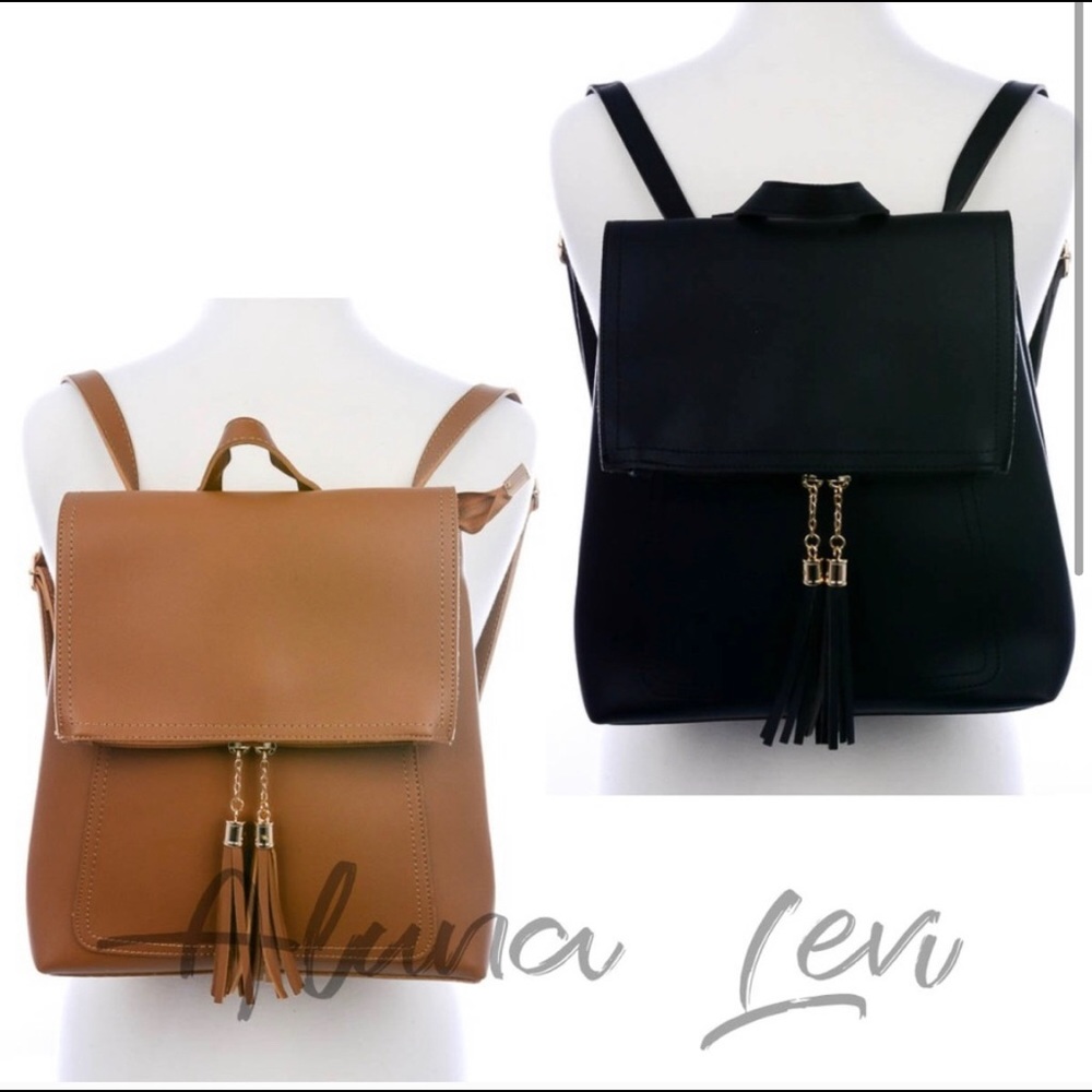 leather tassel zipper detail mini backpack - Picture 1 of 4